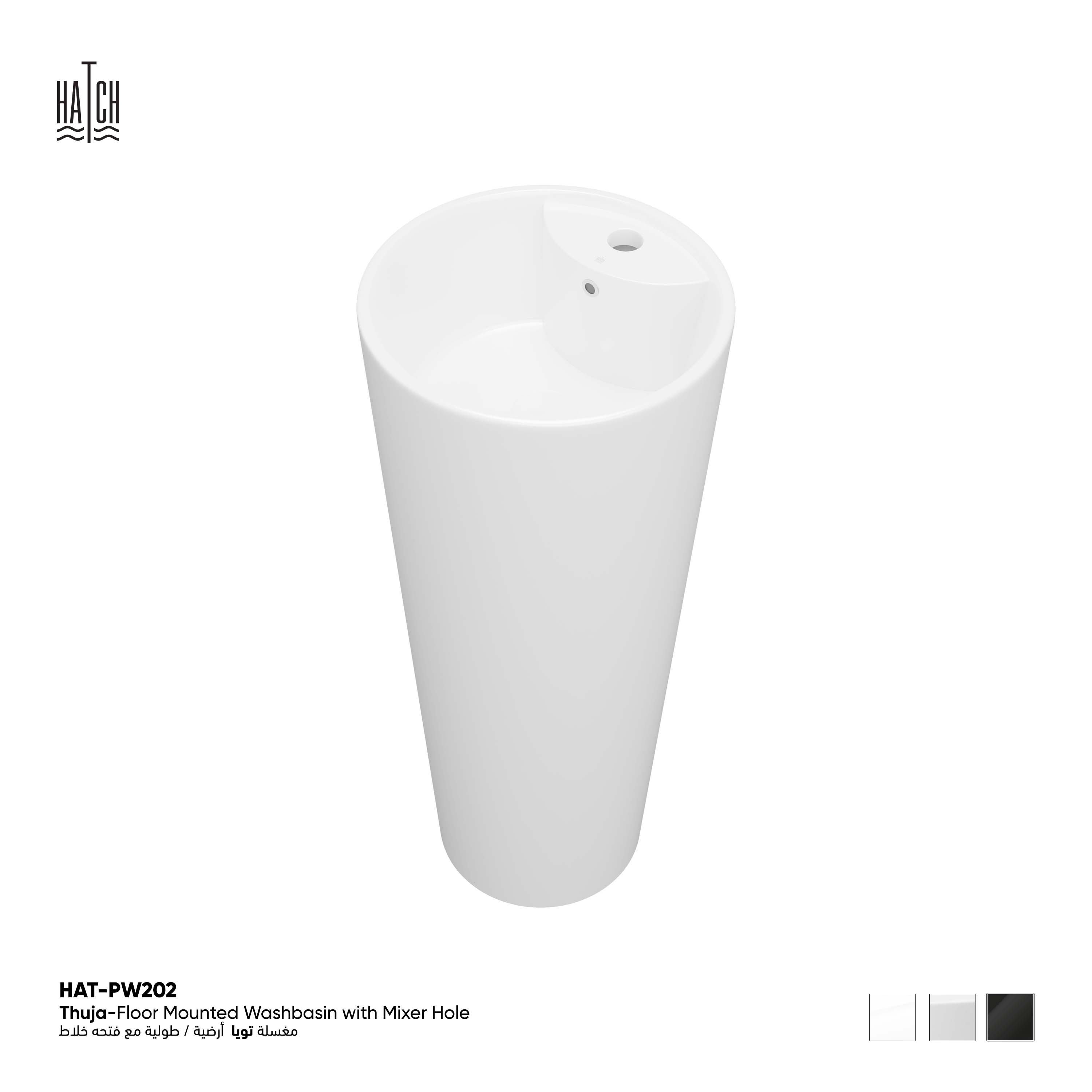 Thuja Floor Mounted Washbasin with Mixer Hole 